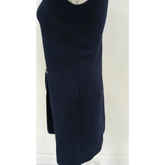 Osman Sleeveless Wrap Asymmetrical Gathered Midi Dress in Navy BLUE Size: 2 - Picture 4 of 10